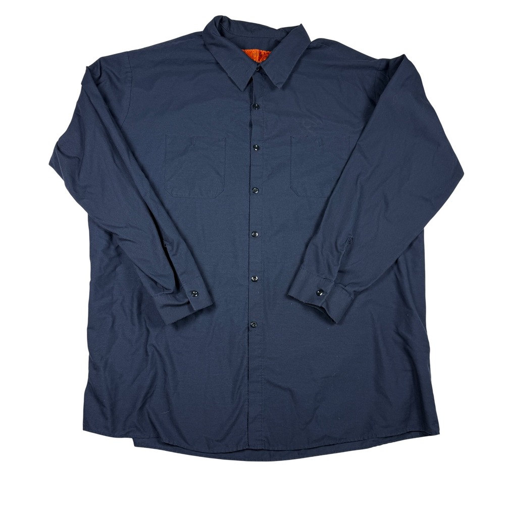 Red Kap Men's 3XL Navy Blue Long Sleeve Button Up Work Shirt Utility Skater Y2K